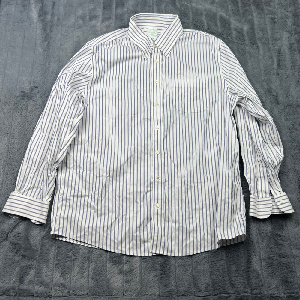 Brooks Brothers Mens 17-34 Slim Fit Non-Iron Stretch Striped Button Down Shirt